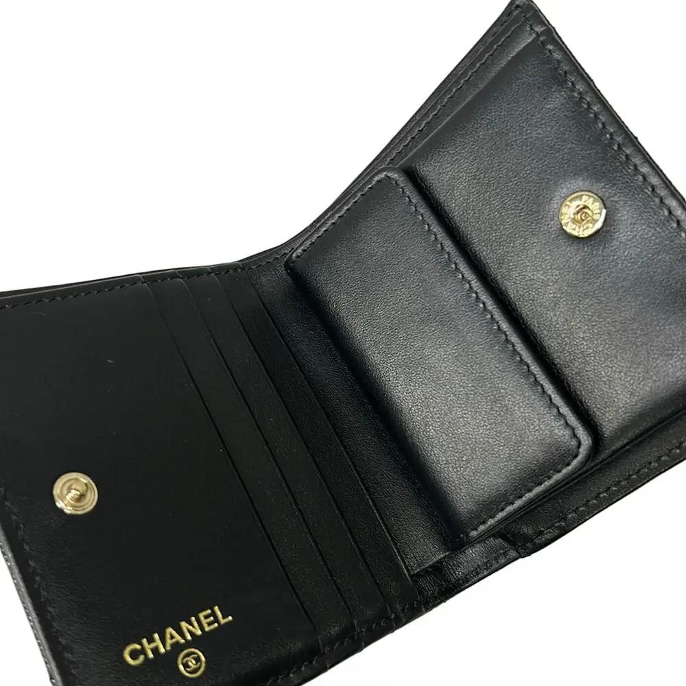 Chanel Matelasse Small Wallet Bifold Wallet AP40858 Black Gold